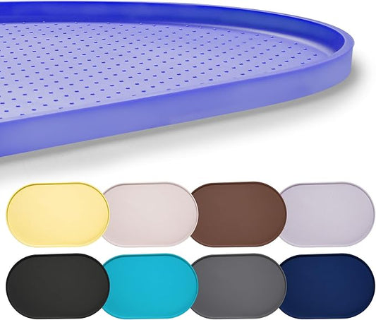 Hubulk 100% Waterproof Silicone Pet Feeding Mat with Raised Edge for Food and Water, Dog Bowl Mats, Cat Bowls Placemat with High Lip Protects Floor for Cats and Dogs (Purple, 24" L x 16" W)