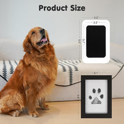 Inkless Paw Print Kit for Dogs,Cats & Babies - Clean Touch Dog Nose & Baby Handprint Kit,Mess Free Dog Paw Print Kit,2-Pcs Ink Pads & 1 Wooden Frame - Keepsake Gifts for Pet Lovers,New Moms