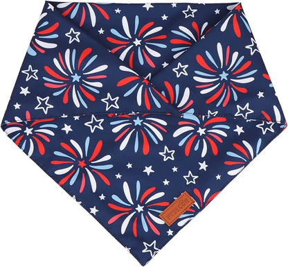 PTDECOR American Flag Dog Bandana 4th of July Dog Puppy Scarf Reversible Red Blue Patriotic Bandanas for Small Dogs Pets (Blue & Red, Small)