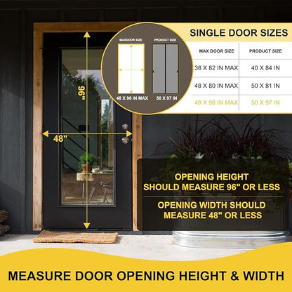 Magnetic Screen Door for 48 x 96 Inch French Door, Screen Itself Size: 50" x 97", Glass Sliding Door Heavy Duty Screen Door Mesh Curtain Keeps Bugs Out for Patio, Sliding Or Large Door