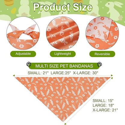 Easter Dog Bandanas Small 2PCS, 4 Pattern Colorful Scarf for Boy and Girl, Triangle Reversible Bibs Breed for Puppy Cats Pets