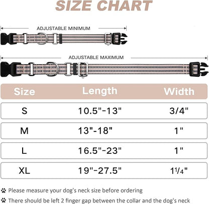 Martingale Dog Collar, Adjustable Nylon Reflective Collar with Quick Release Buckle (Pink Ivory, Medium)