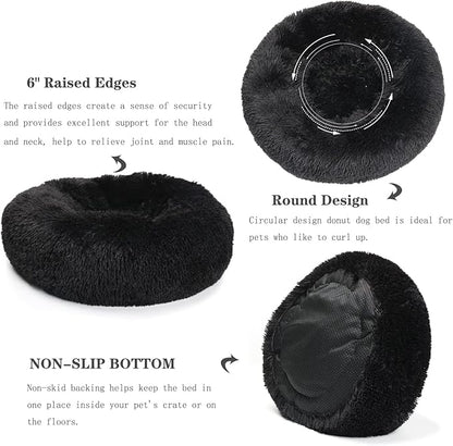 nononfish Puppy Beds for Small Dogs Washable 19" Black Calming and Anxiety Pet Beds Fluffy and Plush Durable Small Dog Bed