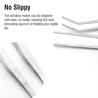 2Pcs 15 inch Extra Long Rustproof Tweezers for Salt & Fresh Water, Heavy Duty Reptile Feeding Tongs for Aquarium & Terrarium, Large Metal Snake Feeding Tongs, SUS 304 Stainless Steel Tweezers