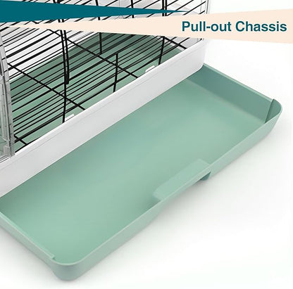 Travel Bird Cage Carrier, Portable Travel Parrot Cage with 2 Perches, 2 Food Bowls and Tray, Metal Parakeet Cages for Small to Medium Sized Birds Cockatiels Lovebirds Canaries Budgies