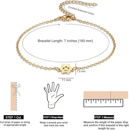 MeMeDIY Personalized Paw Print Bracelet for Women Engraved 1-5 Names Dog Cat Pet Paw Bracelet Adjustable Chain Dog Jewelry Memorial Gifts for Pet Lovers