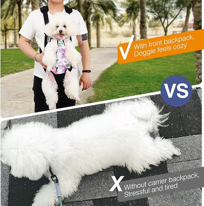 Pawaboo Adjustable Dog Carrier Purses, Pet Front Cat Travel Bag Dog Carrier Purses for Traveling Hiking Camping, Legs Out, Easy-Fit for Small Medium Dogs, S, Flower