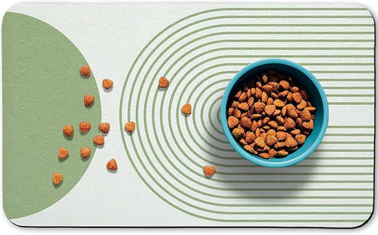 Dog Food Mats for Floors Waterproof, Cat Water Bowl Mats Pet Feeding Absorbent Mat Placemats for Food and Water Green Bohemia 16 * 24 inch