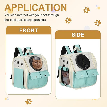 Pet Backpack Carrier, Portable and Ventilated, Oxford Cloth, Dogs Cats and Small Animals Travel Bag 12.99", (Blue, 1 Pcs), Intended for Hiking/Camping/Traveling