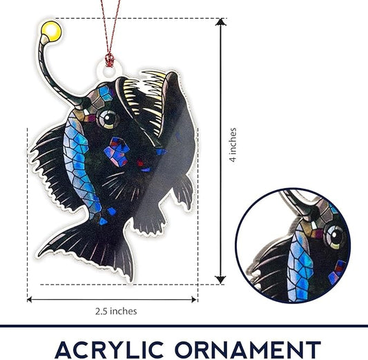 Anglerfish Christmas Ornaments 2025, Unique Fishing Ornaments for Christmas Tree, Sea Gifts for Fisherman Men Women Boys Teens, Inner Light Inspirational Decoration for Holiday Display, Ugly Ornament