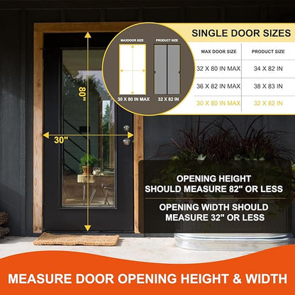 Fiberglass Magnetic Screen Door Fit Door Size 30 x 80 in- Heavy Duty Fiberglass Screen Door Mesh for Interior Door, Patio and Sliding Doors - Door Screen Magnetic Closure Let Fresh Air in