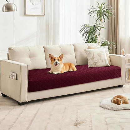 Waterproof Dog Blanket, Non-Slip Soft Pet Bed Cover, Couch Cover for Dogs Washable, Protects Sofa, Furniture, Crate, Car, Tear Resistant Leakproof Pet Blanket Christmas (30x70 Inch, Burgundy)