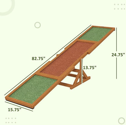 PawHut Wooden Dog Agility Seesaw for Training and Exercise, Platform Equipment Run Game Toy, Weather Resistant Pet Supplies, 83" L x 16" W x 14" H, Orange