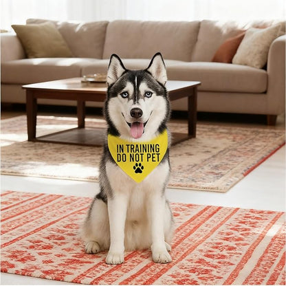 in Training Do Not Pet Dog Yellow Bandana, Training Dogs Scarf, Do Not Pet My Dog, Adjustable Comfortable Triangle Pets Kerchief for Small Medium Boy Girl Dogs
