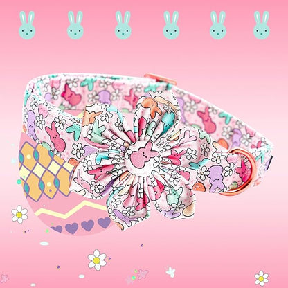 Lionheart glory Easter Day Dog Collar with Flower Dog Collar for X-Small Dogs, Rabbits Colorful Dogs Collars Flowers Spring Collars Puppy Flowers
