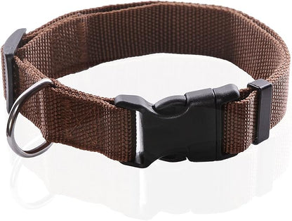 Adjustable Nylon Dog Collar, pet Collar 1 Inch 3/4 Inch 5/8 Inch Wide, for Large Medium Small Dogs (S(5/8" x 11-16"), Brown)