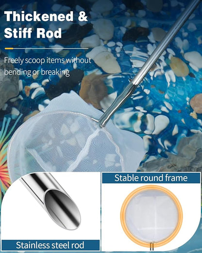 Pawfly 4 Inch Aquarium Shrimp Net for Baby Fish, Small Soft Round Fine Mesh and Long Extendable Stainless Steel Handle for Tank & Pond