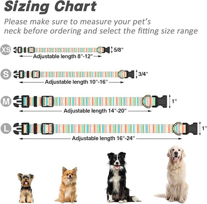 Reflective Dog Collar, Cute Dog Collar for Extra Small Dogs, Soft Nylon Puppy Collar for Boy and Girl Female Dogs, Adjustable Pet Collars with Quick Release Buckle, Colorful Watercolor Art