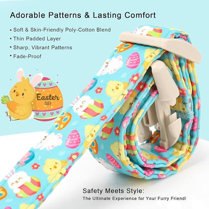 Easter Dog Collar for Puppy Small Dogs - Cute Easter Egg Hunt Dog Collars for Boy Girl Dogs, Playful Bunny & Chick Print, Lightweight Adjustable Spring Holiday Dog Collar XS