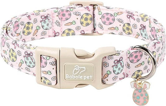 Easter Dog Collar for Puppy Small Dogs - Easter Egg Pastel Dog Collars, Cute Girl Dogs Collar, Lightweight Adjustable Spring Holiaday Dog Collars with Quick Release Buckle XS