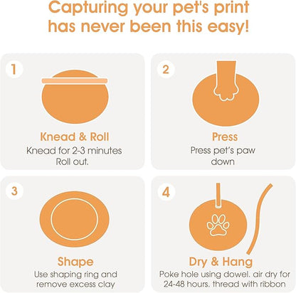 Pearhead Pet Paw Print Keepsake Ornament Kit,Memorial Clay Paw Impression for Dogs & Cats,DIY Hanging Pet Memorial with Ribbons,Pet-Keepsake Gift,(Pack of 2)