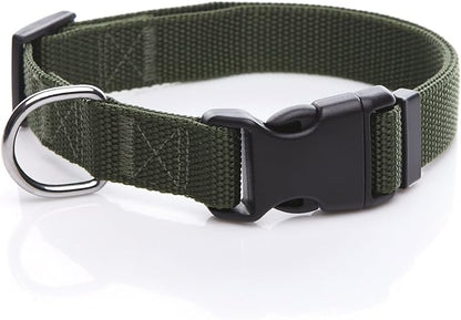 Adjustable Nylon Dog Collar, pet Collar 1 Inch 3/4 Inch 5/8 Inch Wide, for Large Medium Small Dogs(3/4 Inch, Green)