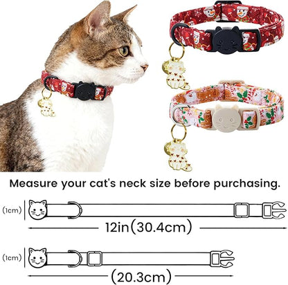 Elegant little tail 2 Pack Cat Collar- Christmas Cat Collars Breakaway with Bell Pendant Wedding Kitten Boy Girl Safety Adjustable 7-12 Inch Collar for Small Cats Puppy