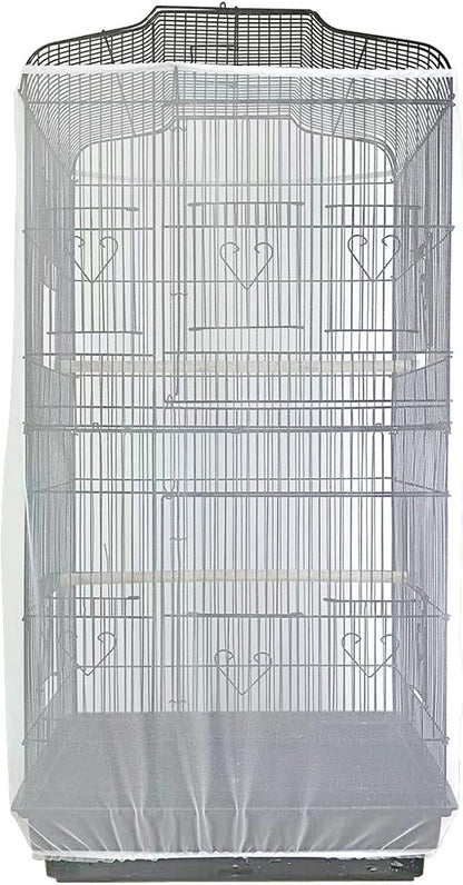 Birdcages Mesh Net Skirt Cover Reusable Stretchy Bird Cage Seed Catcher (31 x 67 inch)