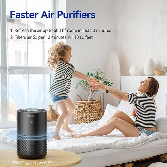 Air Purifiers for Bedroom Home with H13 True HEPA Filter, 20dB Quiet Air Cleaner for Pets Hair Dander Odor, Smoke Dust Pollen, Aromatherapy Function, Black