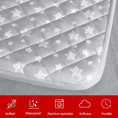 Waterproof Dog Bed Covers Replacement Washable Pet Hair Easy to Remove, Noiseless Quilted Puppy Pet Bed Cover Lovely Grey Star Print 35x44 Inches, for Dog/Cat, Cover Only