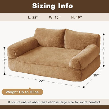 Cat Beds for Indoor Cats, Cat Couch Bed, Cute Cats Sofas for Pets, Small Dog Sofas & Chairs with Removable Washable Cover, Plush Soft Pet Furniture for 10lbs Small Dogs & Cats(Brown)