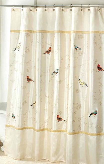 Avanti Linens - Fabric Shower Curtain, Nature Inspired Bathroom Decor (Gilded Birds Collection, 72")