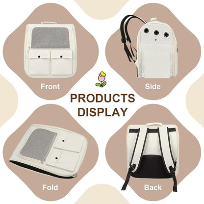 Airline Approved Cat Carrier Backpack - Ventilated Breathable Mesh for Small Dogs & Cats (15lbs), Soft Sided Dog Backpack for Hiking, Camping, Travel & Vet Visits with Padded Straps (White)