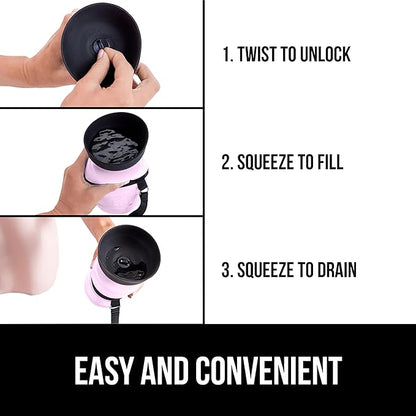 GORILLA GRIP Dog Water Bottle, Portable Water Bowl Dispenser for Dogs, 20 oz Leak Proof Pet Travel Squeeze Bottles, Food Grade Silicone, to Go Puppy Essentials, Hiking Camping Trip Accessories, Pink