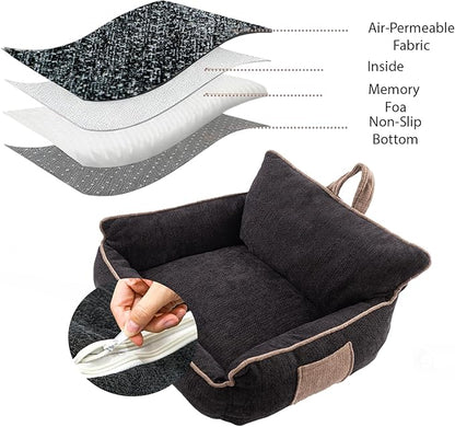 Orthopedic Dog Bed with Memory Foam, Washable Plush Pet Bed for Small, Medium & Large Dogs, Cozy Bolster Crate Dog Bed for Joint Support & Comfort.(Black)