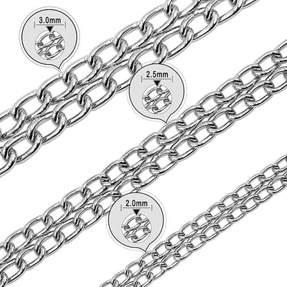 Silver Dog Choker Collar,2 Rows Stainless Steel Dog Chain Cuban Link Metal Martingale Collar Heavy Duty Training Choke Collar for Small Medium Large Big Breed (Silver, M(Neck Max 16inch) D2.5mm)