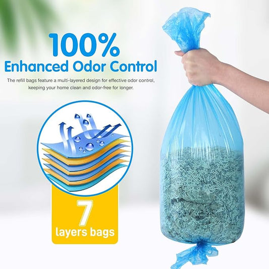 Cat Litter Refills Bags 8 Pack Enhanced Odor Control Litter Refills Compatible with Genie Cat Standard, Plus and XL Pails