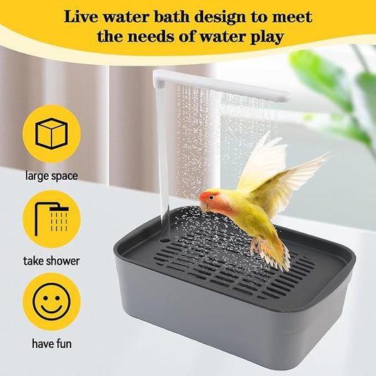 Automatic Parakeet Bath,Parrot Shower Fountain with USB Power Plug Indoor Bird Bath Circulating Water Electric Pet Bird Shower Pump for Cockatiel Lovebird Conure Budgie