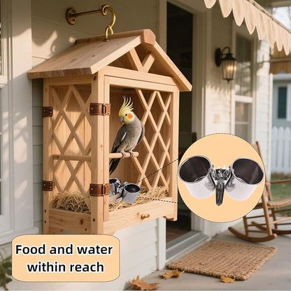 2 PCS Stainless Steel Bird Bowls with Clamp Bird Cage Feeder and Water Dish Set Anti Spill Easy Clean Food Bowls for Parrot Small Animal Carrier Backpack Accessories