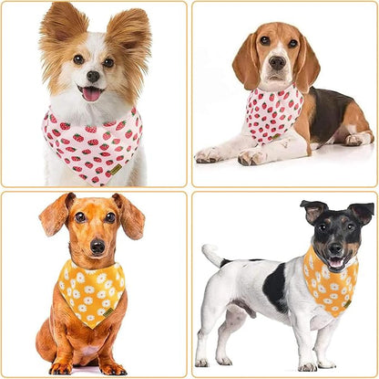 Summer Spring Dog Bandanas 2PCS, Premium Durable Fabric Dog Scarf Bid Handkerchief Bandanas for Boy Girl Small Medium Large Dogs (Medium)