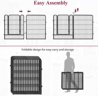 Dog Playpen Pet Fence Outdoor for Yard, 32inch 38 Panels Dog Pens Outside Anti-Rust Pet Playpen Exercise Pen with Lock for Large Medium Small Pets, Portable Pet Fence for Yard RV Camping