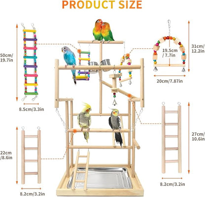 Bird Playground, Playstand for Parrot Cage Accessories (4 Ladder)
