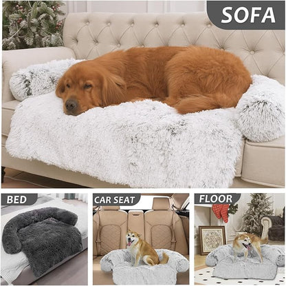 Tinaco Luxurious Calming Dogs/Cats Bed Mats, Dog Pad Washable Removable Couch Cover, Plush Long Fur Mat for Pets, Waterproof Lining, Perfect for Small, Medium and Large Dogs and Cats (Beige, 59"x39")