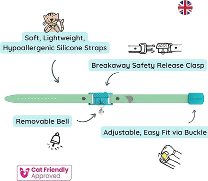 Kittyrama Meadow Cat Collar with Bell. Breakaway Collar. Won't Rub Fur. Lightweight, Soft & Comfy