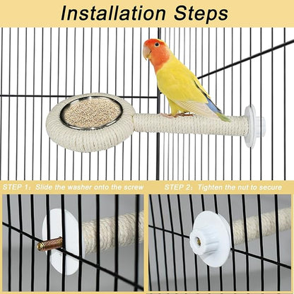 ASOCEA Bird Perch Feeding Cup,Bird Bowls for Cage Parakeet Feeder Parrot Food Bowls Parrot Cage Accessory for Budgie Lovebird Cockatiel Parakeet Canary Finch Small Parrots,Beige