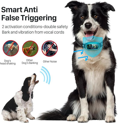 Dog Bark Collar for Large Medium Small Dogs, Rechargeable Smart Bark Collar, Anti Barking Training Collar with 5 Adjustable Sensitivity Beep Vibration (Teal)