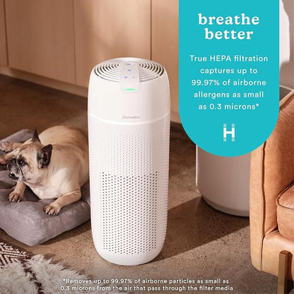 Homedics Air Purifier, 4-in-1 Tower for Extra Large Rooms up to 1,692 Square Feet, 99% HEPA-Type Filtration for Smoke, Allergens, Pollutants, Dust and Pet Dander with UV-C Technology