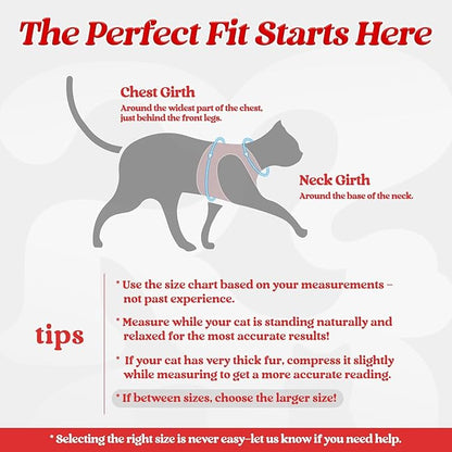 rabbitgoo Cat Harness and Leash Set for Walking Escape Proof, Adjustable Soft Kittens Vest with Reflective Strip for Cats, Comfortable Outdoor Vest, Red, S