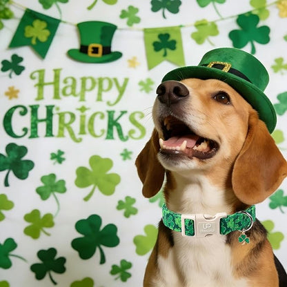 St. Patrick's Day Dog Collar, UP URARA PUP Shamrock Adjustable Pet Collar with Quick Release, St. Patrick's Day Dog Accessories for Small Medium Large Dogs