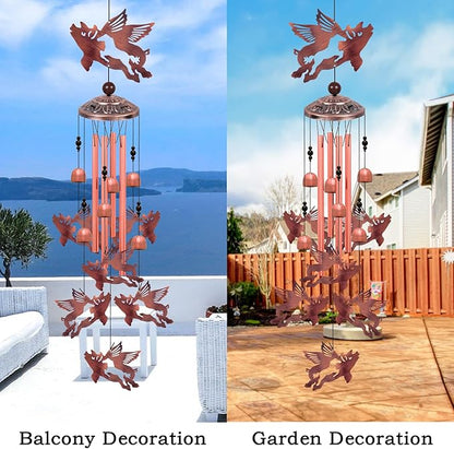 Flying Pig Wind Chimes, Gifts for Mom & Grandma & Woman & Family & Neighbor, Pigs Decoration for Home,Garden,Balconies,Room,Patio,Indoor,Outdoor Wind Catcher, Memorial Windchime, Blessing Wind Bells